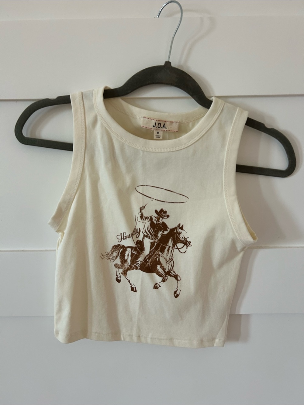 J.O.A. Cream Graphic Tank Top - Cowboy Print